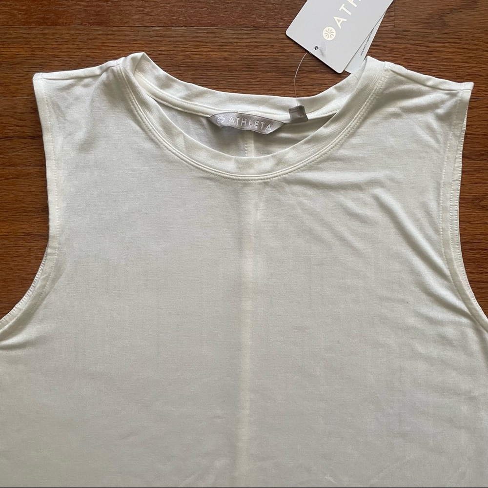 NWT Athleta Cloudlight Asymmetrical Side Tie Ivory Sleeveless Tank Top XL - Picture 4 of 13